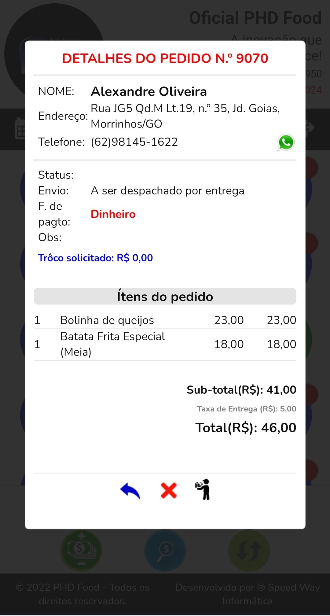 Pedido Delivery PHD Food